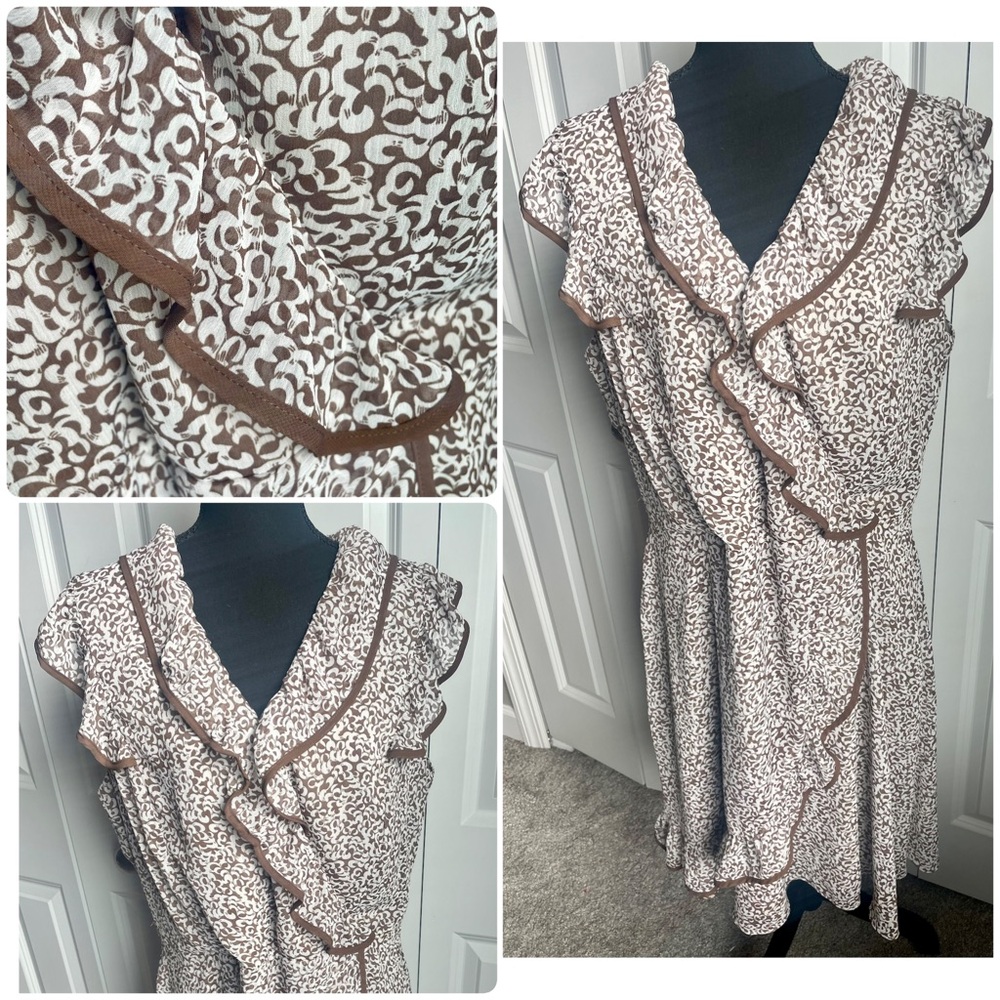 J.B.S. Brown and White Ruffle Dress